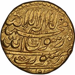 Gold One Mohur Coin of Shah Jahan of Surat Mint.