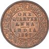 Image 1 : Copper One Quarter Anna Coin of Victoria Empress of Calcutta Mint of 1897.