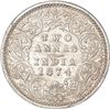 Image 1 : Silver Two Annas Coin of Victoria Queen of Bombay Mint of 1874.