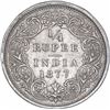 Image 1 : Rare Silver Quarter Rupee Coin of Victoria Empress of Bombay Mint of 1877.
