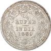 Image 1 : Silver Quarter Rupee Coin of Victoria Empress of Calcutta Mint of 1889.