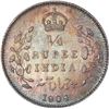 Image 1 : Silver Quarter Rupee Coin of King Edward VII of Calcutta Mint of 1904.
