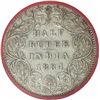 Image 1 : Silver Half Rupee Coin of Victoria Empress of Bombay Mint of 1884.