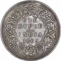 Rare Silver One Rupee Coin of Victoria Queen of Bombay Mint of 1862.
