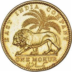 Gold One Mohur Coin of Victoria Queen of Calcutta Mint of 1841.