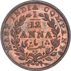 Copper One Twelfth Anna Coin of East India Company of Calcutta Mint of 1835.