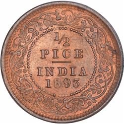 Copper Half Pice Coin of Victoria Empress of Calcutta Mint of 1893.