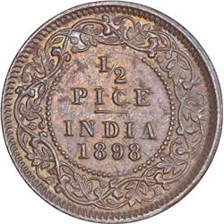 Copper Half Pice Coin of Victoria Empress of Calcutta Mint of 1898.