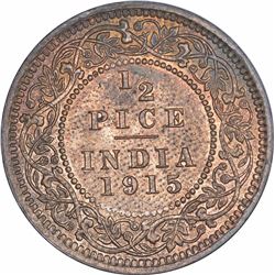 Bronze Half Pice Coin of King George V of Calcutta Mint of 1915.