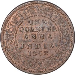 Copper One Quarter Anna Coin of Victoria Queen of Calcutta Mint of 1862.