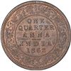 Image 1 : Copper One Quarter Anna Coin of Victoria Queen of Calcutta Mint of 1862.