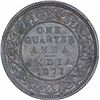 Image 1 : Copper One Quarter Anna Coin of Victoria Empress of Bombay Mint of 1877.