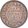 Image 1 : Copper Quarter Anna Coin of Victoria Empress of Calcutta Mint of 1882.