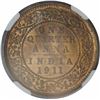 Image 1 : Copper One Quarter Anna Coin of King George V of Calcutta Mint of 1911.