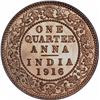 Image 1 : Copper One Quarter Anna Coin of King George V of Calcutta Mint of 1916.