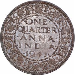 Bronze One Quarter Anna Coin of King George VI of Bombay Mint of 1941.