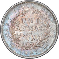 Silver Two Annas Coin of Victoria Queen of Calcutta Mint of 1841.