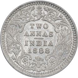 Silver Two Annas Coin of Victoria Empress of Calcutta Mint of 1888.