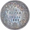 Silver Quarter Rupee Coin of Victoria Empress of Calcutta Mint of 1889.