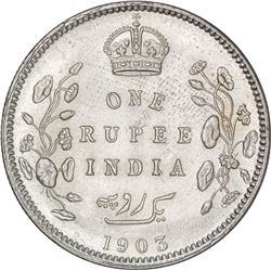 Silver One Rupee Coin of King Edward VII of Calcutta Mint of 1903.