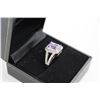 Image 2 : EMERALD CUT PURPLE AMETHYST AND DIAMOND DINNER RING. 2.25CT STERLING SILVER, INCLUDES $375