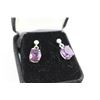 Image 2 : NEW PAIR 4.70+CW OVAL AMETHYST EARRINGS SET WITH DIAMONDS, STERLING SILVER, INCLUDES $350