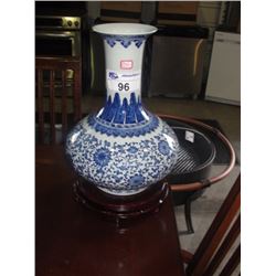 HAND PAINTED CHINESE VASE WITH ROSEWOOD STAND (RETAIL PRICE $2900.00)