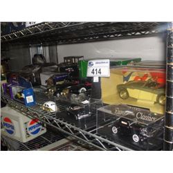 SHELF LOT OF COLLECTABLE CARS AND OTHER TOYS