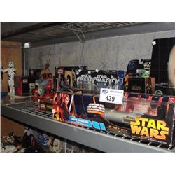 SHELF LOT OF STAR WARS COLLECTABLES