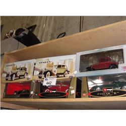 SHELF LOT OF 6 MODEL CARS