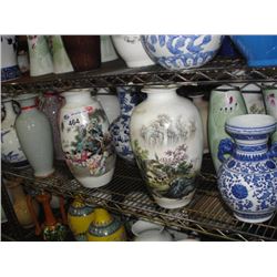 SHELF LOT OF 17 PCS CHINESE VASES