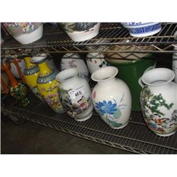 SHELF LOT OF 11 PCS CHINESE VASES