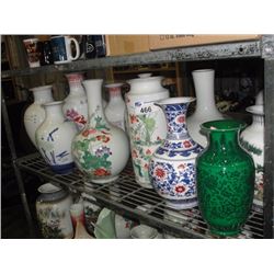 SHELF LOT OF 14 PCS CHINESE VASES