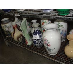 SHELF LOT OF 12 PCS CHINESE VASES