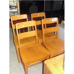 SET OF 4 VINTAGE SOLID OAK OFFICE CHAIRS