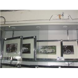 LOT OF 4 FRAMED CAR AND MOTORCYCLE PICTURES