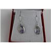 Image 2 : NEW AMETHYST AND DIAMOND DANGLE EARRINGS. FRENCH HOOK, STERLING SILVER, INCLUDES $275 CERTIFICATE