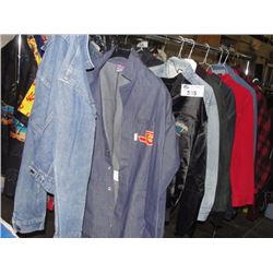 RACK FULL OF DESIGNER CLOTHING; JEANS, JEAN JACKETS AND OTHER ITEMS