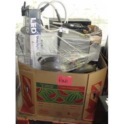 PALLET LOT OF MISC MICROWAVES, POTS AND PANS, STEAMER, WATER COOLERS AND MORE