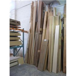 ASSORTED PLANKS, WOOD & SOLID HARDWOODS ON WALL