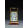 Image 1 : FRENCH CARRIAGE CLOCK, the white enamel face with day, date and second dials contained in a clois...