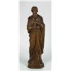 Image 1 : GERMAN CARVED OAK STATUE OF ST. JAMES, the bearded figure stands holding an epistle and sword, ht...