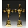 Image 1 : PAIR OF FRENCH TURKISH-MARKET GILT AND PATINATED BRONZE THREE LIGHT CANDELABRA, with a pair of sc...