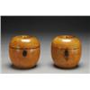 Image 1 : PAIR OF ENGLISH FRUITWOOD TEA CADDIES, each formed as an apple with hinged cover, ht. 4.5" - 11.5...