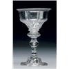 Image 1 : ENGLISH TEARED BALUSTER STEM SWEETMEAT GLASS, with panel-moulded double ogee bowl and multi-knopp...