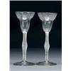 Image 1 : PAIR OF ENGLISH AIR TWIST STEM WINE GLASSES, each double ogee bowl engraved with fruit, flowers a...