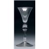 Image 1 : ENGLISH BALUSTROID STEM WINE GLASS, the trumpet bowl on a knopped stem and conical foot, ht. 6.3"...