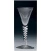 Image 1 : ENGLISH AIR TWIST STEM WINE GLASS, the drawn trumpet bowl on a mercury twist stem and conical foo...