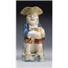 Image 1 : PRATTWARE TOBY JUG, the seated figure with green coat and ochre breeches holding a jug of foaming...