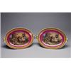 Image 1 : PAIR OF PRATTWARE TWO-HANDLED COMPORTS, each oval dish printed in colours with a central medallio...